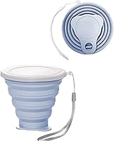 Vista 1 de Taza plegable de silicona, tazas plegables para campamento, taza plegable con tapas, taza de café plegable, taza reutilizable (azul)