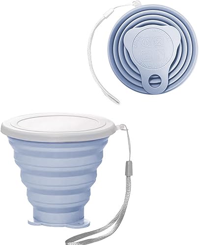 Taza de viaje plegable de silicona, taza de camping plegable de silicona con tapas, taza reutilizable para beber, portátil, graduada (4 colores)