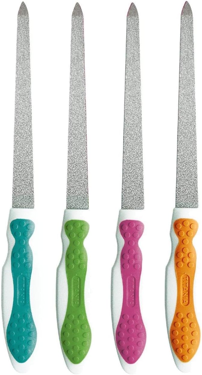 'Titania Soft Touch Sapphire Nail File โ Coarse and Fine, Total Length Approx. 20 cm on Blister Card Assorted Colors 27 g Pack of 1