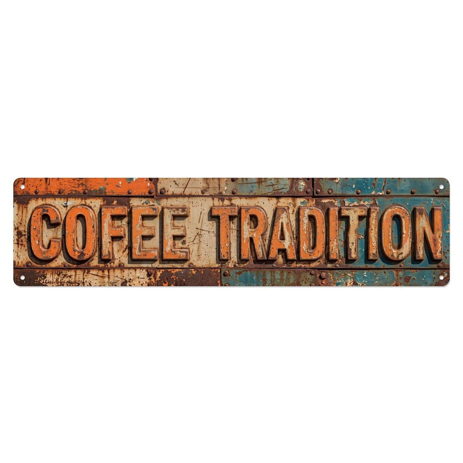 Coffee Tradition Rustic Metal Tin Sign