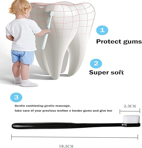 Miniatura 7 de Bopanol Paquete de 8 cepillos de dientes BREVI nano, de inspiración nórdica, cerdas suaves ultrafinas, cerdas onduladas, dientes sensibles y encías