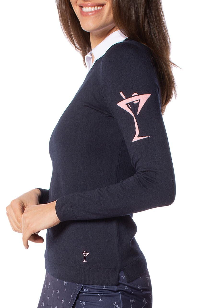 GOLFTINI Womens Golf Sweater Martini Crewneck Sweaters - Lightweight Stretch Crewneck Pullover for Golf