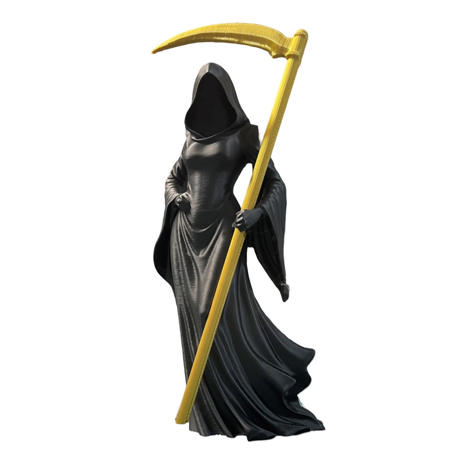 Pasisuu 3D Printed Female Grim Reaper Statue, Hooded Faceless Gothic Resin Figurine with Detachable Scythe, Mystical Fantasy Ornament for Bookshelf Office, Halloween Desk Decor Gift A