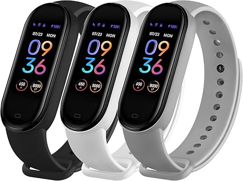 Miniatura 1 de Vanjua Bandas para Amazfit Band 5 correas de repuesto para mujeres y hombres, paquete de 3 correas deportivas ajustables de silicona compatibles con