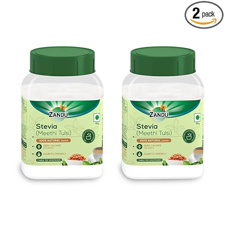 Zandu Stevia Meethi Tulsi Powder- A Healthier Substitute for Sugar | Helps Maintain Healthy Sugar Levels & Healthy Weight (100 g Powder x 2)