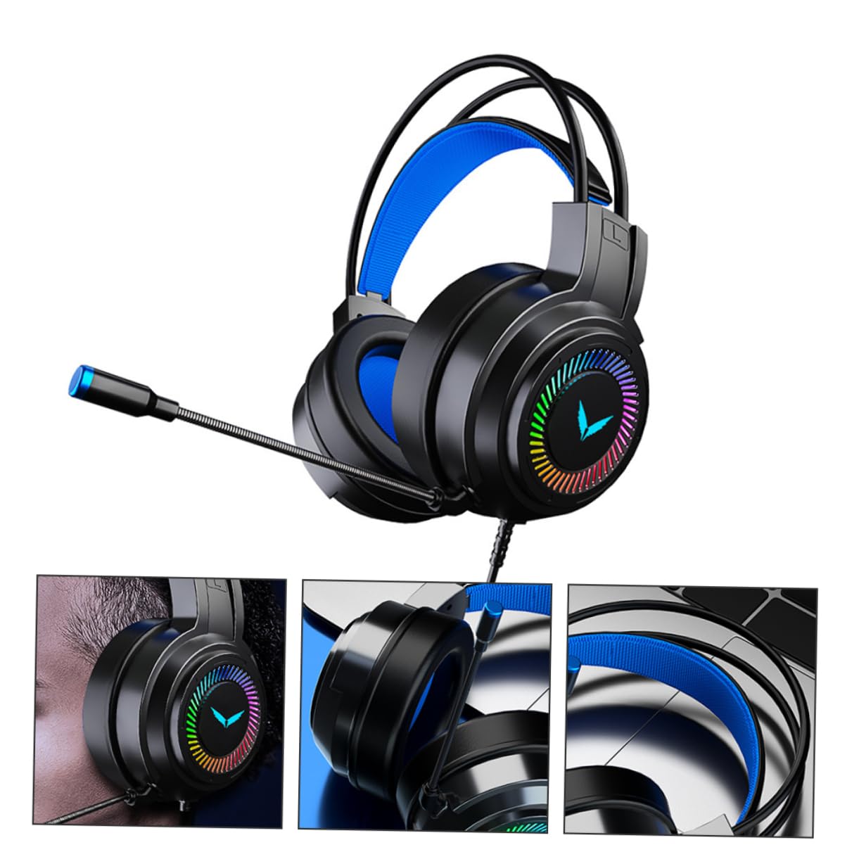 Angoily Cuffie da Gaming Cavo 3.5mm, Canale 7.1, Microfono