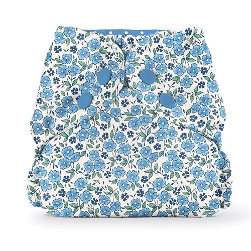 Esembly Cloth Diaper Cover - Reusable Swim Diaper Waterproof Breathable - Adjustable Outer Layer Over Absorbent Inner for Blowout Protection - Forget-me-not Size 1 (7-17lbs)