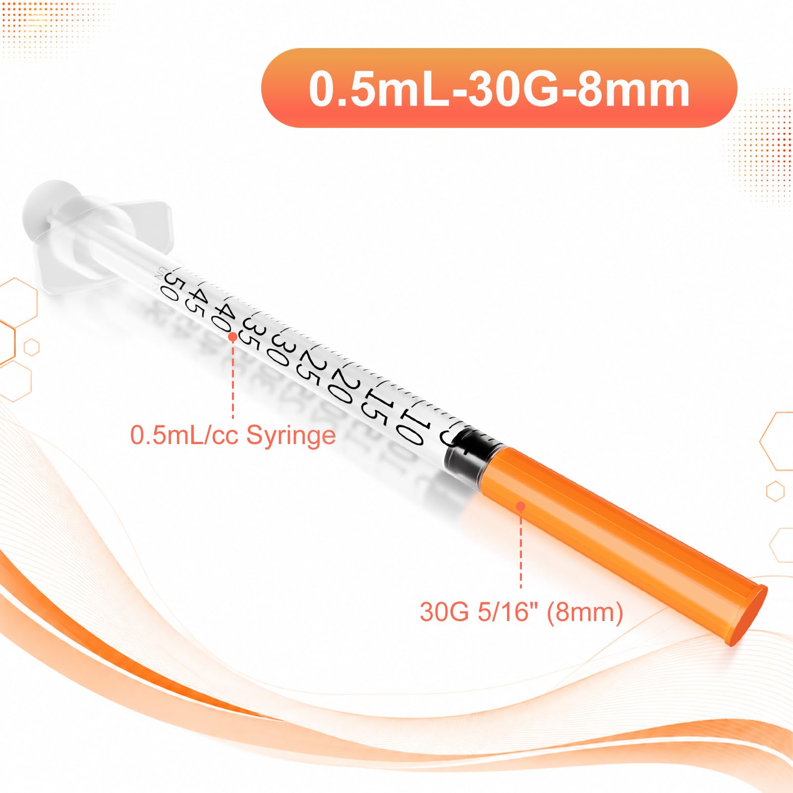 0.5cc Syringe 30G 5/16" 8mm, 0.5ml Lab Syringes, Pack of 30 — Amazon image 2