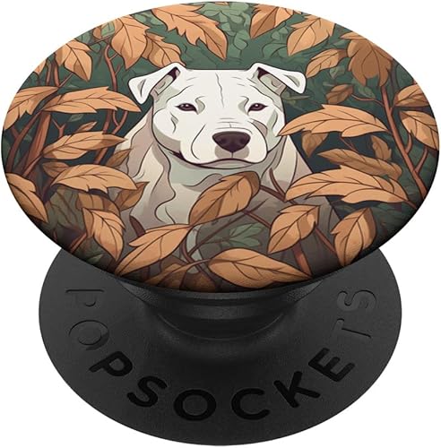 Dogo Argentino Dog Mom Dad Plant Lover Hiding in Leaves PopSockets Swappable PopGrip