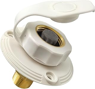 RV City Water Inlet with Check Valve - 3/4'' NH Female to 1/2" NPT Male, RV City Water Inlet for Camper, Trailer and Marine (White)