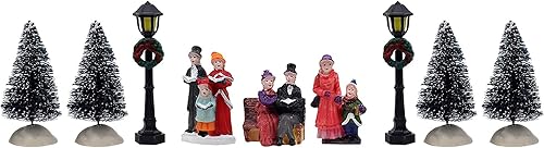 Miniatura 4 de Juego de aldea navideña de resina con figuras, casas y accesorios, perfecto para decoración de vacaciones en interiores y exhibiciones de aldeas