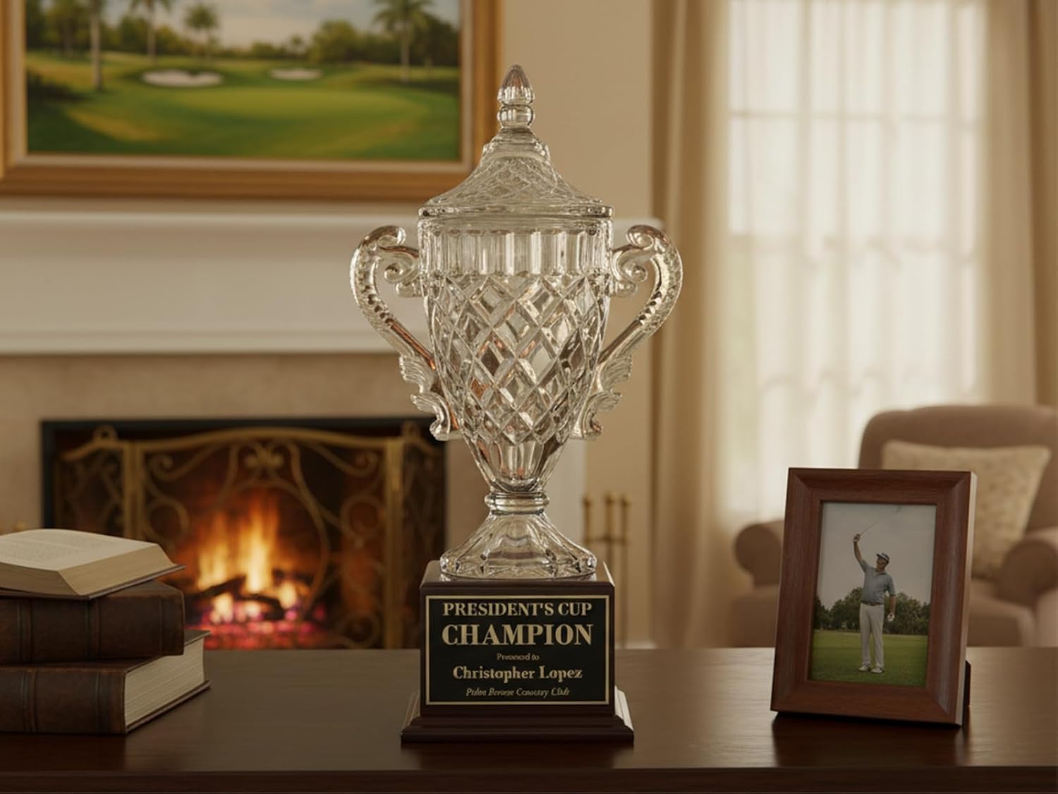 Rosewood Crystal Trophy Cup with with Free Custom Engraving Executive Award for Corporate Recognition Championships Retirement Leadership Honors