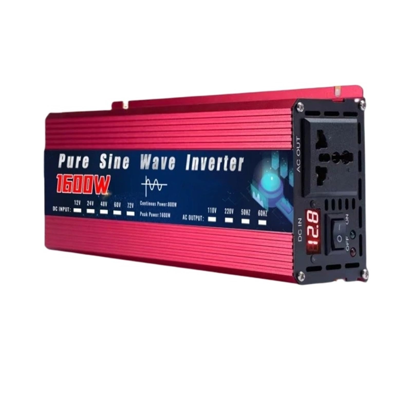 Inverter Inverter Solare Per Onda Sinusoidale Pura 12V 220V 24V 110V 1000W 2000W 3000W 4000W 5000W Convertitore Potenza Portatile CC A CA Convertitore Tensione(12V,220V 60HZ,1600W)