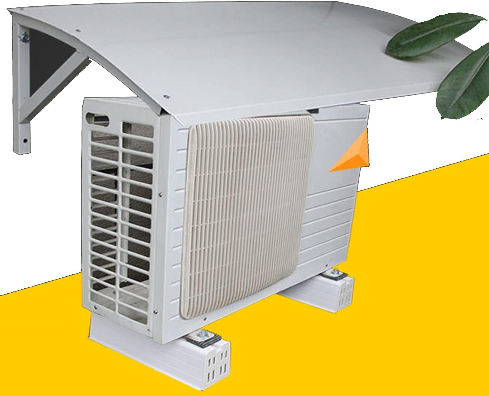Air Conditioner Outdoor Unit Cover, Water/Windproof AC Unit Cover, Outdoor Canopy Awnings for Rain, Snow and UV Protection Anti-Rust Metal Panel (Color : White, Size : 92x54x28cm)