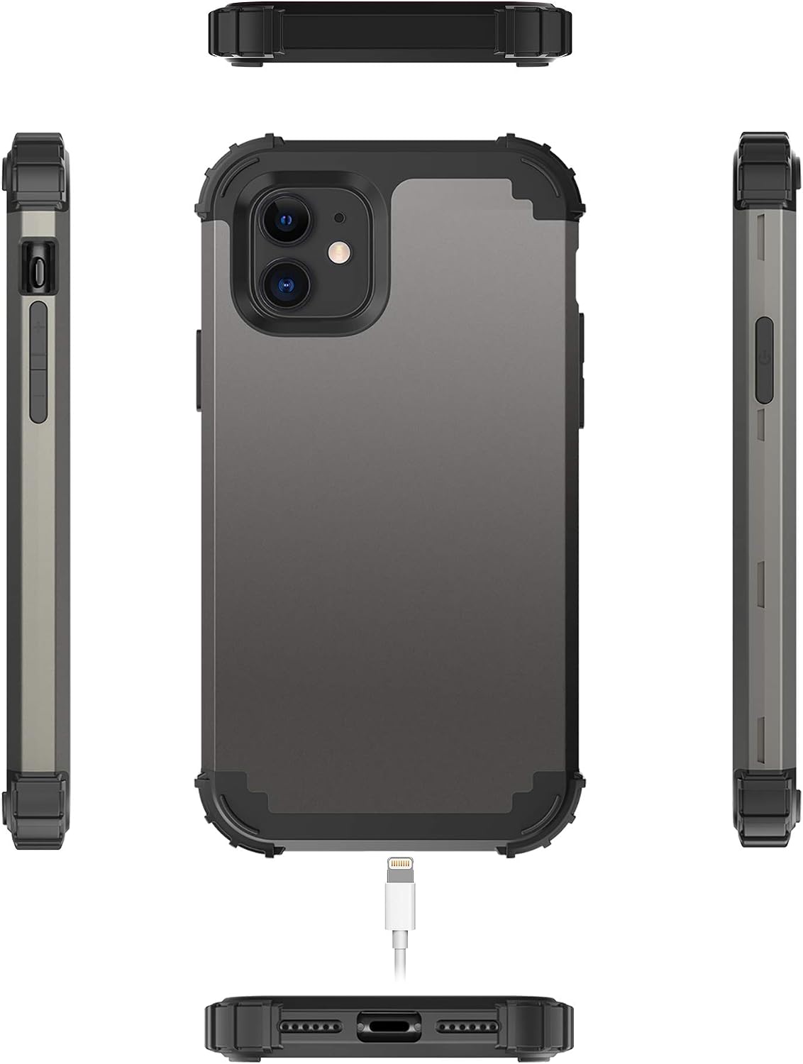BENTOBEN iPhone 11 Case, iPhone 11 Phone Case, 3 in 1 Heavy Duty Rugged Hybrid Hard PC Cover Soft Silicone Bumper Impact Resistant Non-Slip Shockproof Protective Case for iPhone 11 6.1 Inch, Gunmetal