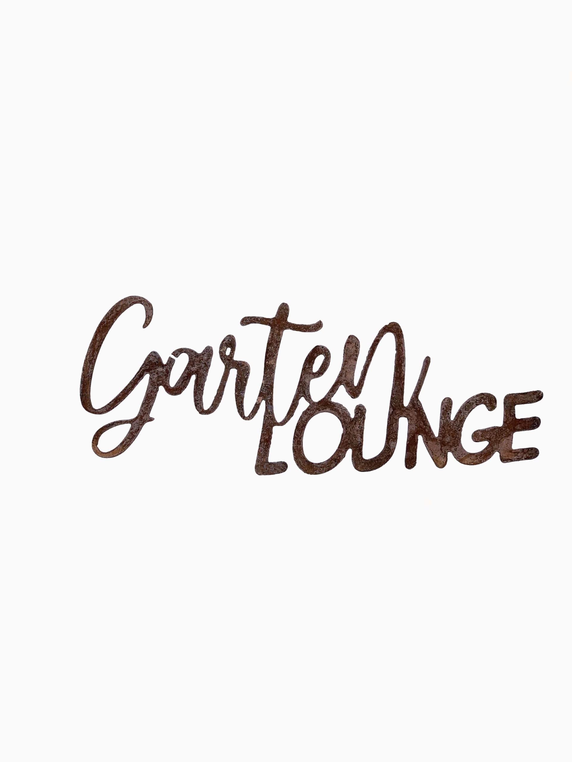 Schild Gartenlounge Rost, Wandschild Metall, Edelrost, Gartendekoration, Dekoschild