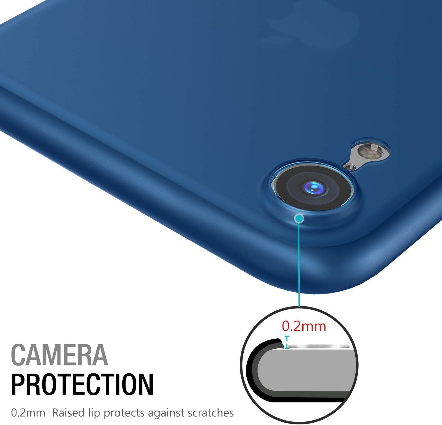 TOZO for iPhone XR Case 6.1 Inch (2018) Hard Cover [0.35mm] World's Thinnest Protect Bumper for iPhone XR [ Semi-Transparent ] Lightweight [Matte Finish Blue]