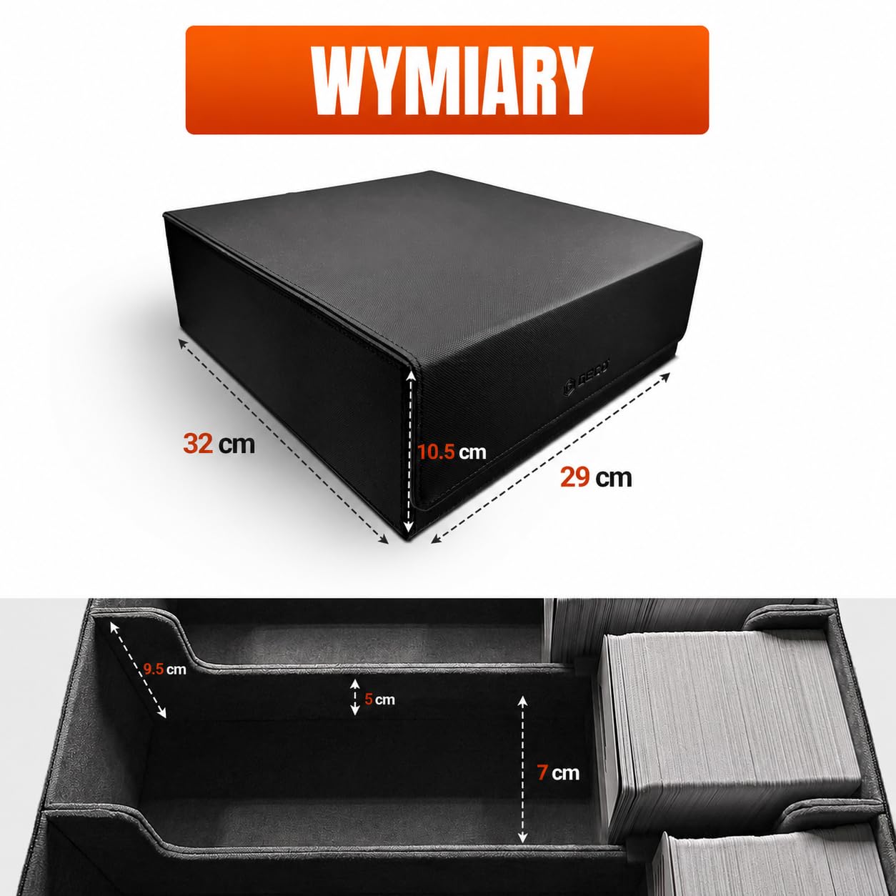 GECO® Pudełko na 2400+ kart kolekcjonerskich – Czarne | Magnetyczny deck box z 12 przegródkami i 4 blokadami – Pudełko premium na karty i akcesoria