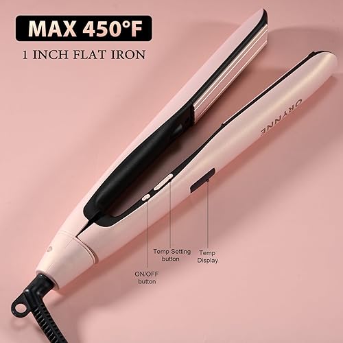 Miniatura 4 de Alisadores de pelo para mujer, plancha plana de 1 pulgada con 10 ajustes de calor, alisador de pelo rosa y rizador 2 en 1, plancha plana de cerámica
