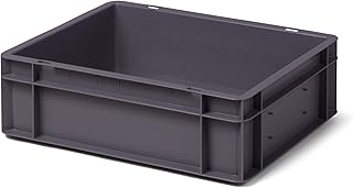 1a-TopStore Eurobehälter | Stapelkiste | Lagerbehälter | Kunststoff- und Transportbox | über 23 Größen | viele Farben | lebensmittelecht & aus robustem PP (Grau, 40x30x12 cm)