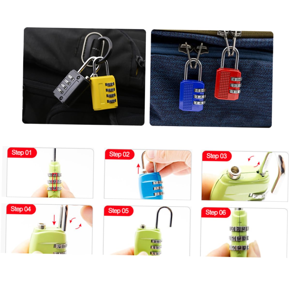 SHERCHPRY 15pièces Cadenas à Chiffres Alliage De Lot De Verrouillage Sécurisé Pour Valises à Et Casiers Couleurs Assorties