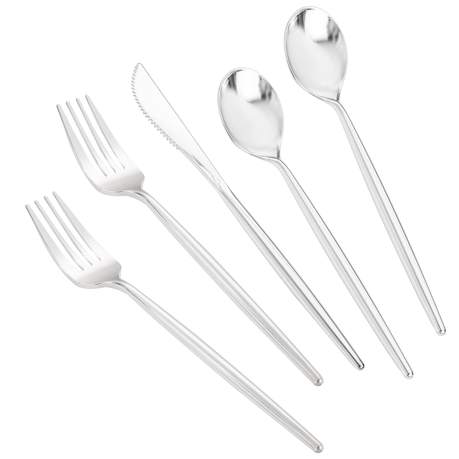 LIYH 102Pcs Silver Plastic Silverware Heavy Duty Cutlery For Party Weddings