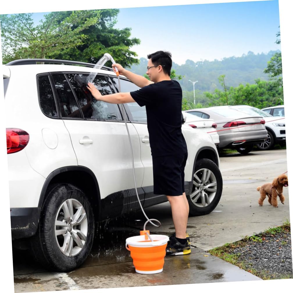 BESPORTBLE 1Set Shower Head Kit for Outdoor Sports Camping Rechargeable Handheld Sprayer with LED Light for Car Washing and Travel Orange