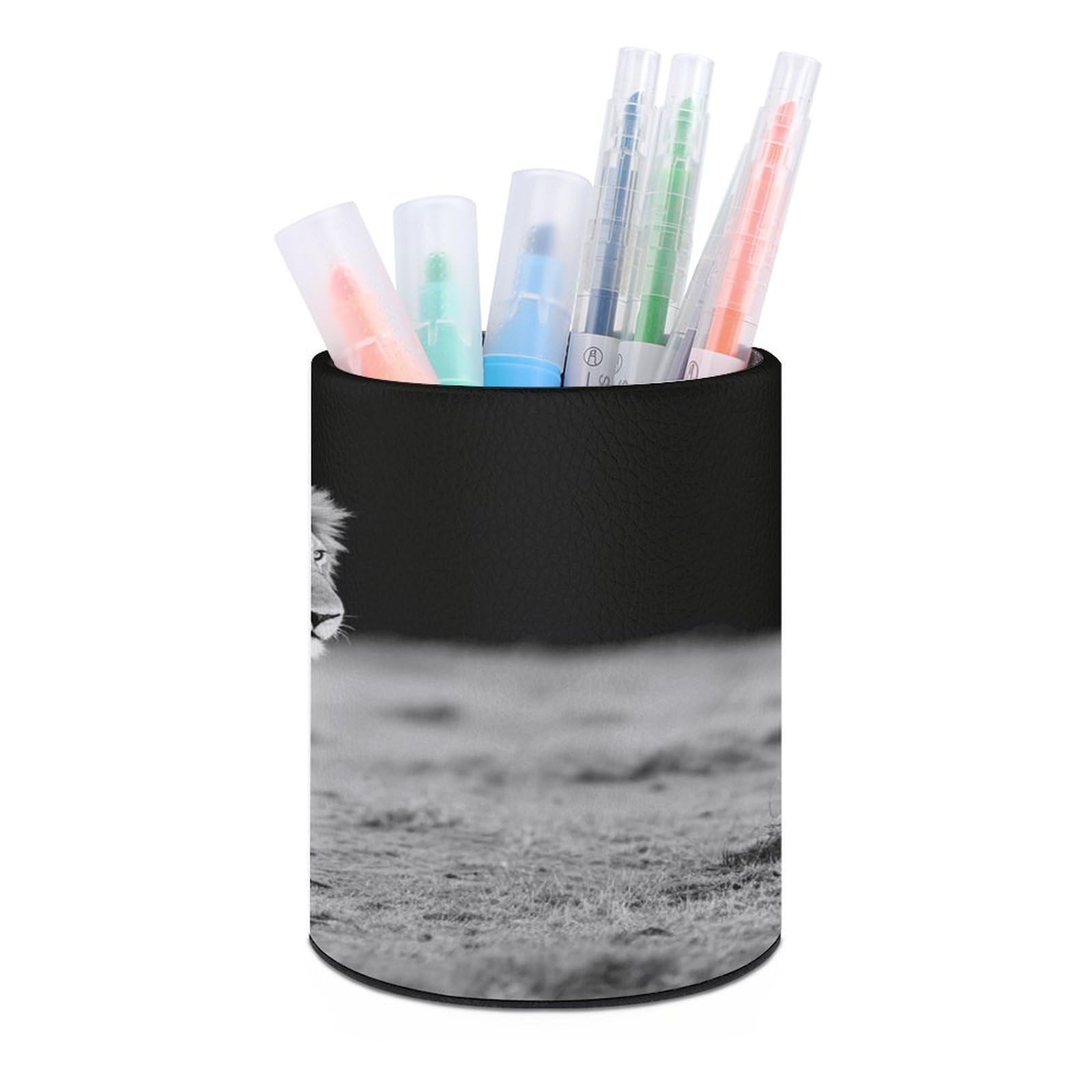 VstaDank Wild Animal Lion Pen Holder for Desk Makeup Brush Holders Stylish Pen Cup Cute Pencil Cup Round Pencil Holder Decor Brush Scissor Holders for Multifunctional Office Supplies