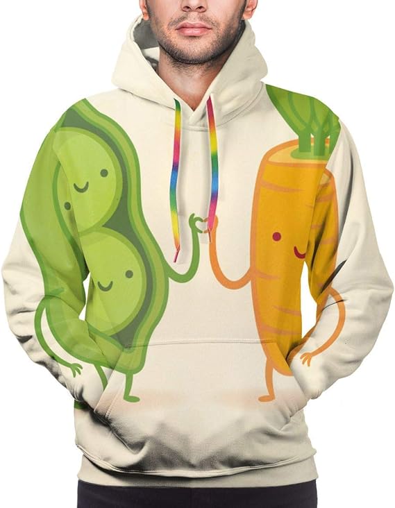 GOMIPE Peas and Carrot Men's Pullover Hoodie Sweatshirt
