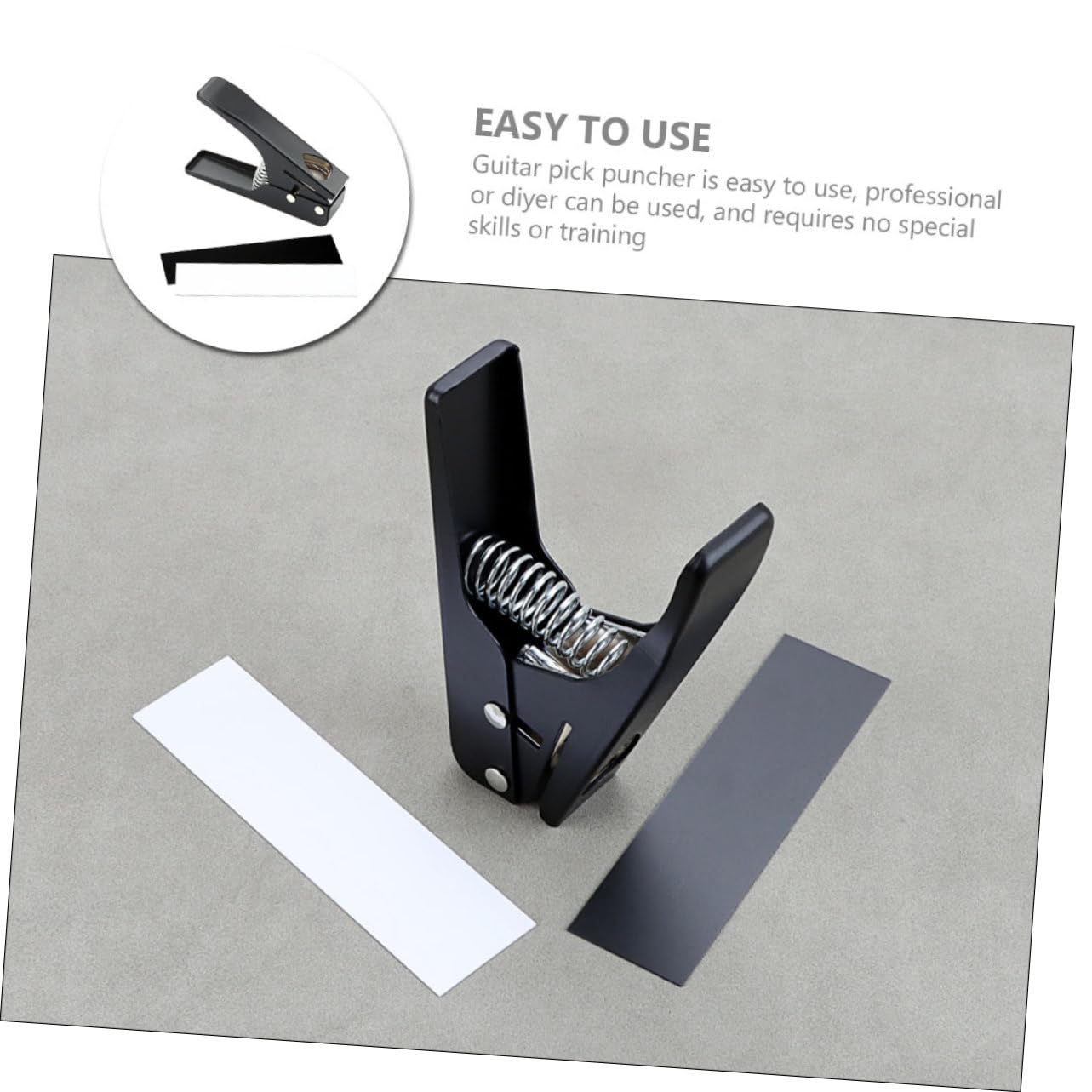 Perforatore per Plettri per Chitarra Nero, Gadget Portatile | Metallo e Plastica, per Bricolage e Produzione Professionale, Formato Compatto Foro Dedicato