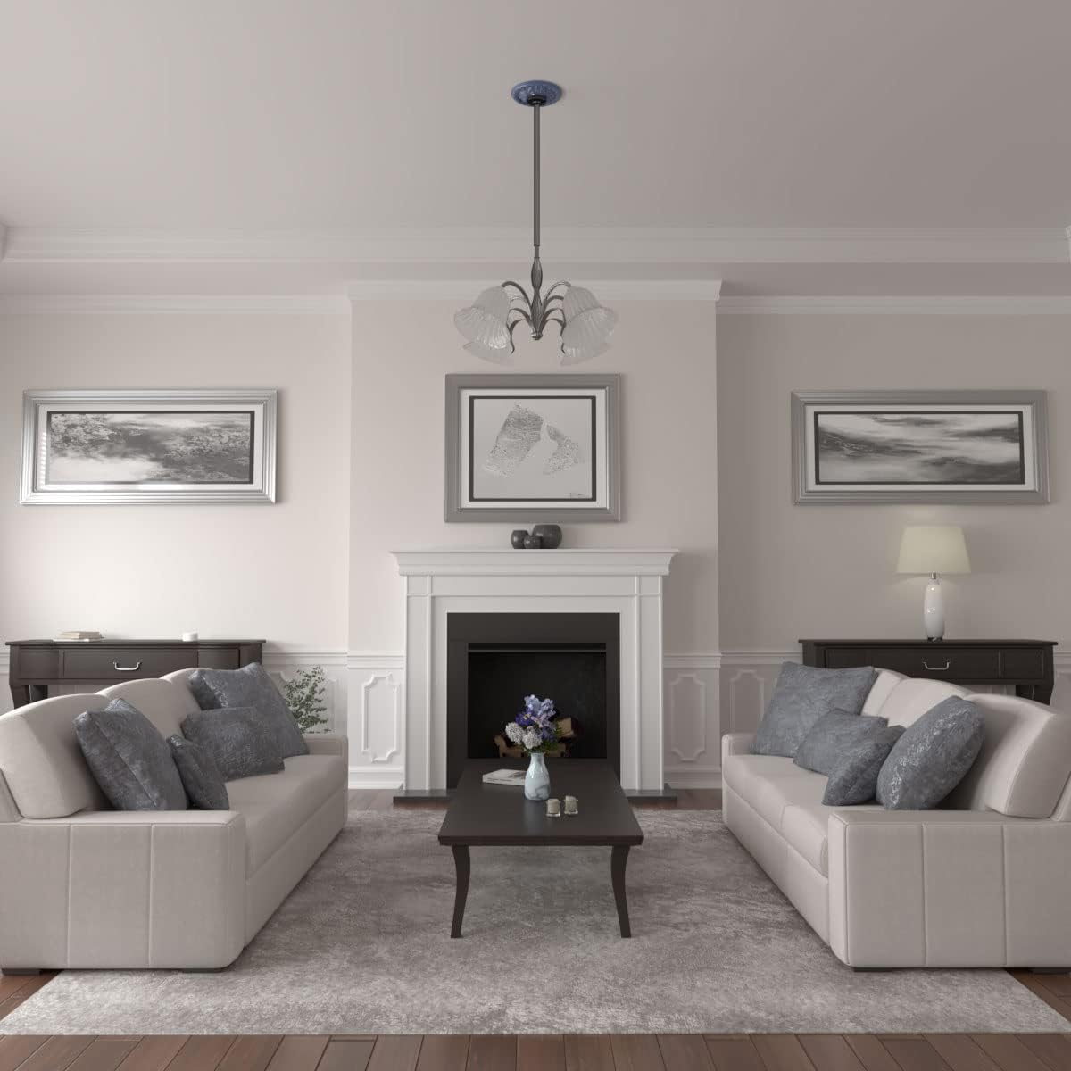 11 3/8"OD x 3 5/8"ID x 1 1/8"P Leaf Ceiling Medallion (Fits Canopies up to 4 3/4"), Hand-Painted Americana Crackle