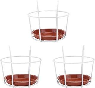 Cabilock 3 conjuntos de vaso de pendurar para trilhos, cestas de pendurar em ferro, suporte para vaso de flores, suporte para plantas sobre o trilho, vasos de cerca de metal para pátio, varanda, cerca