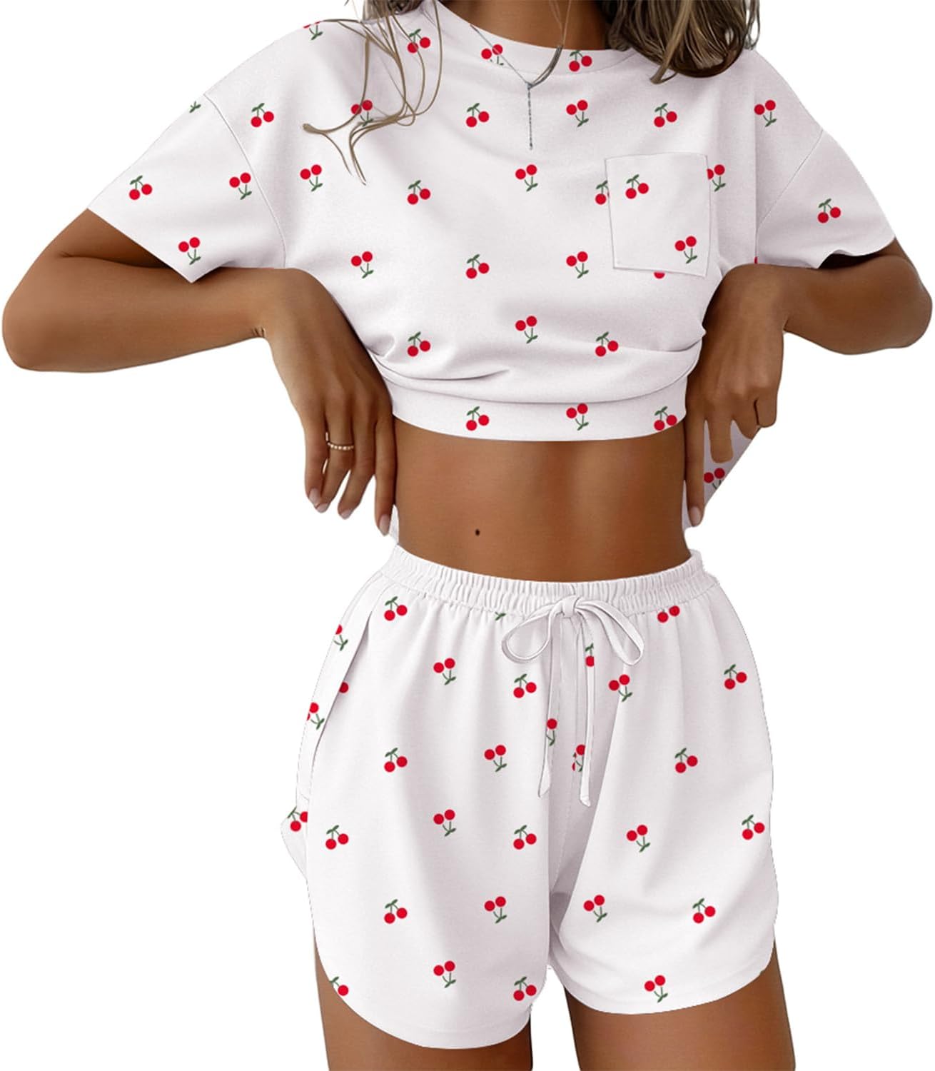 Ekouaer Womens Pajama Sets Sexy Lounge Sets Side Split Short Pj Sets Cute Pjs 2 Piece Comfy Sleepwear Loungewear