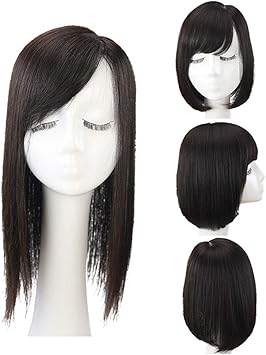 Amazon Co Jp 女性のクラウントッパー人間の髪の毛 クリップ付きの薄毛用の5 X 6 シルクベーストッパーウィグレットヘアピース 14 サイドバング スポーツ アウトドア