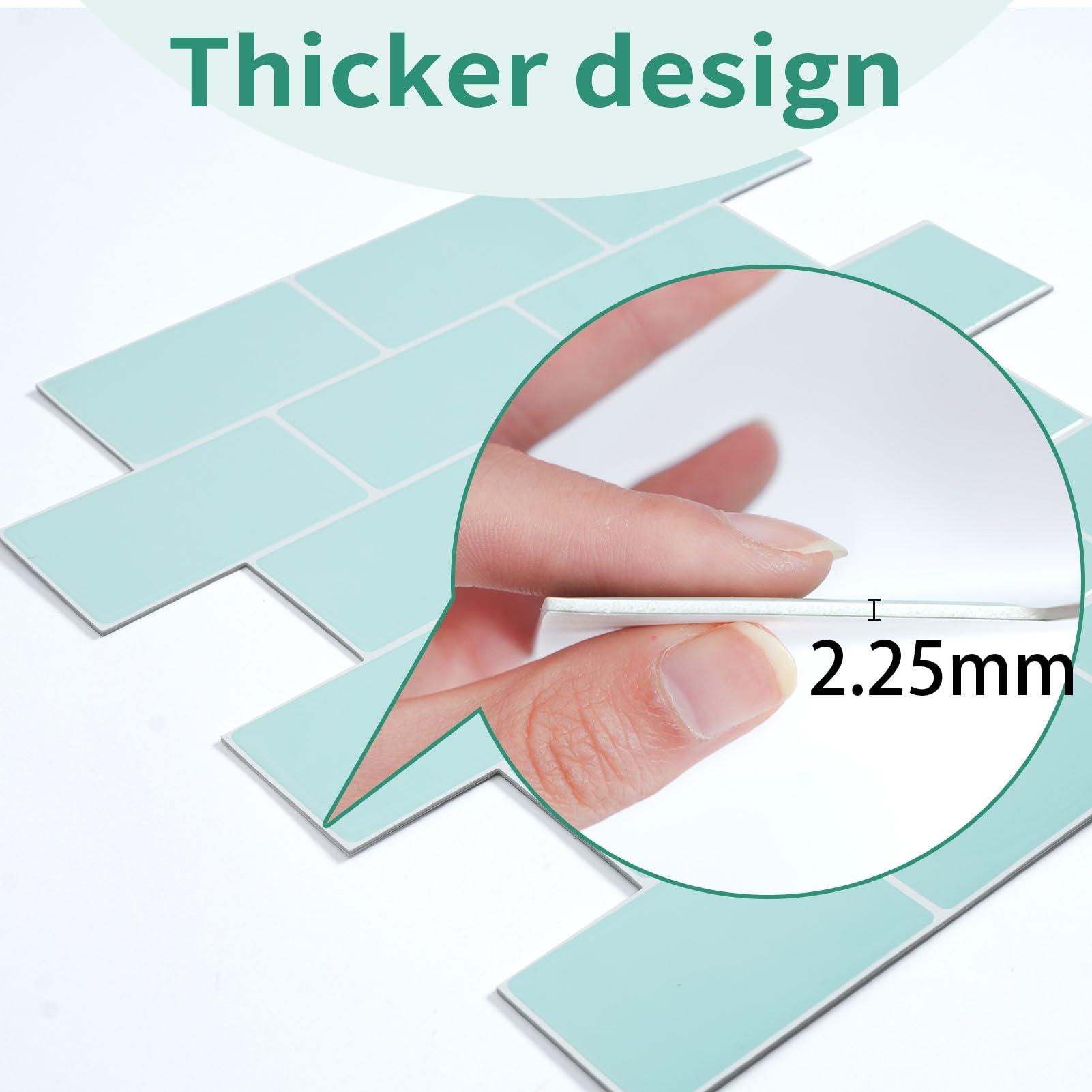 MSUP 10-Sheet Thicker Peel and Stick Backsplash for Kitchen, Light Green, 12''x12'' Subway Tiles Self Adhesive Wall Tiles for Decor, Also Suitable for Bathrooms and Laundry (Thicker Design)