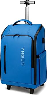 GOTECHRolling Backpack, Waterproof Backpack with Wheels for Business Commuter, Carry on Backpack with Laptop Compartment, Fit 15.6/18 Inch Laptop, Wheeled Backpack for Adults (Blue)