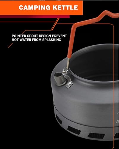 Miniatura 4 de Bulin Hervidor de camping de aleación de aluminio de 1,6 L abierto para fogata de café, tetera de calentamiento rápido, equipo al aire libre, ideal