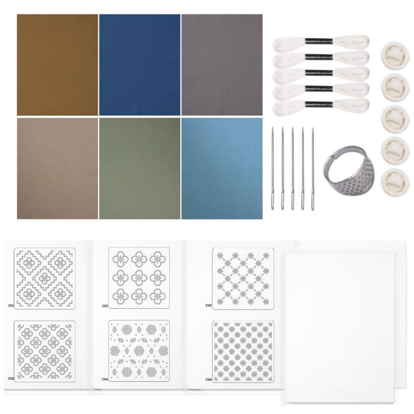 Kalttoy Combination D Needlework Supplies Embroidery Set With Jeans Fabric Thread Stitching Needle And Embroidery Pattern Transfer Paper Hand Sewing Supplies
