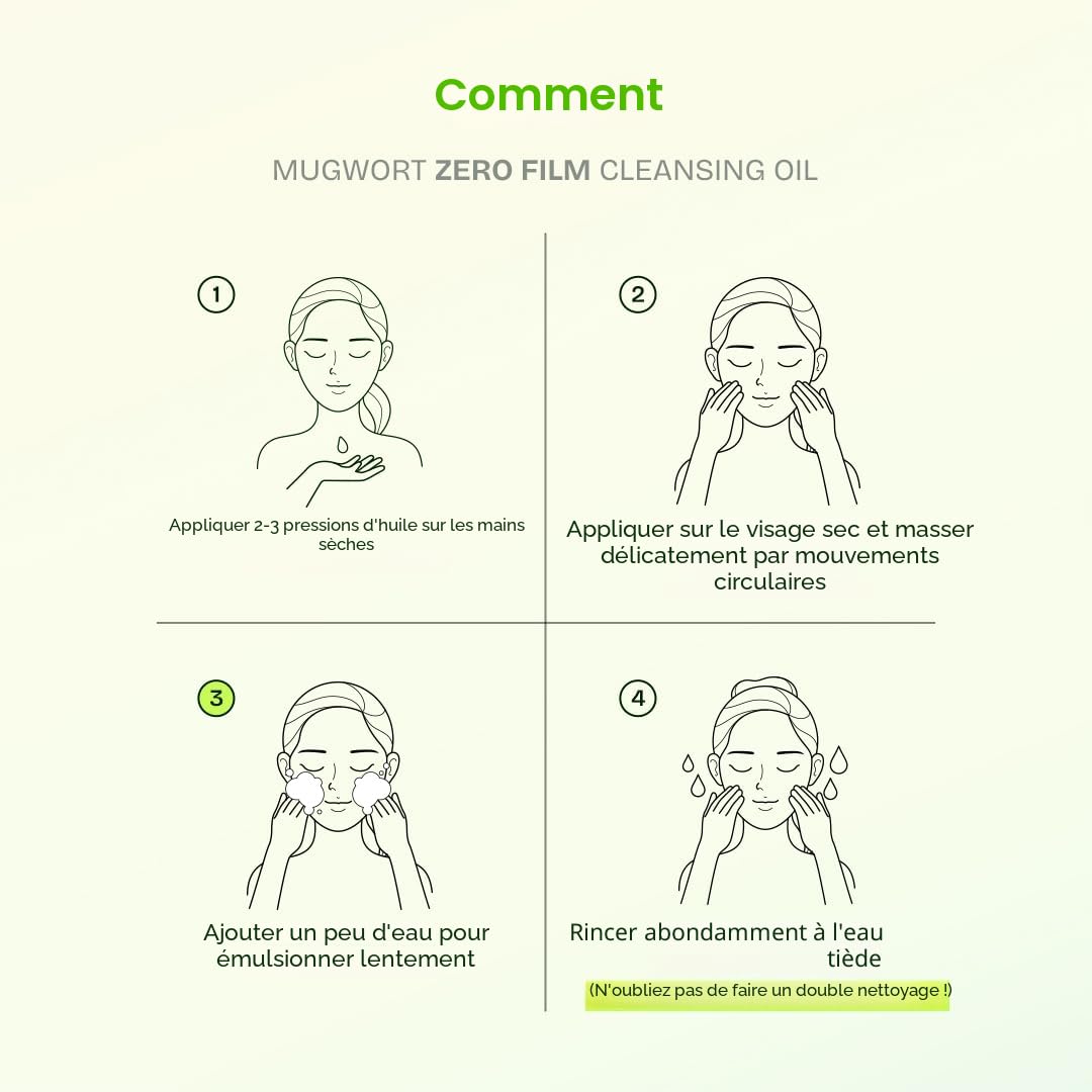 Orien Mugwort Zero Film Cleansing Oil 6,76 fl.oz. 200 ml Maquillage quotidien Élimination des points noirs Sans obstruction des pores Soin de la peau coréen Double nettoyage