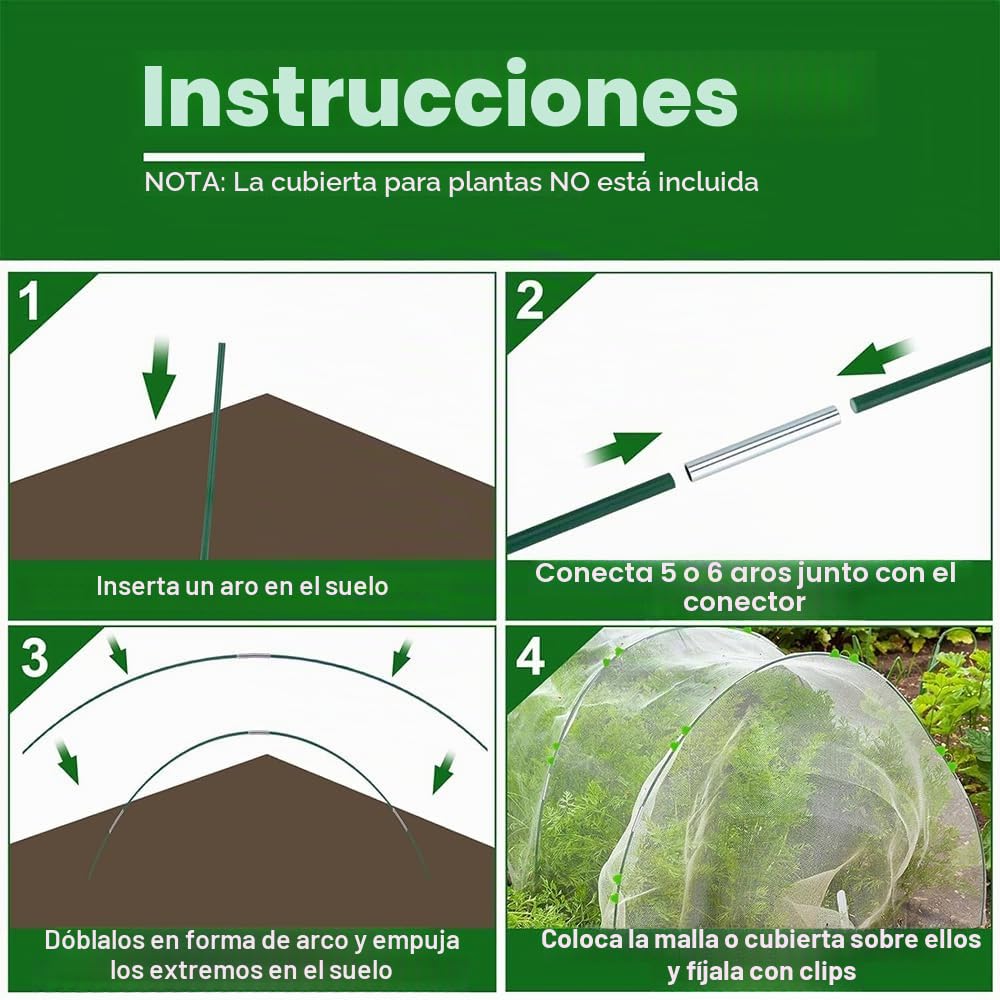 Aros Invernadero 40 Piezas,Túnel para Túnel de Jardín,Aros de Invernadero para Tunel,Túnel para Plantas,Para vivero,Para la Siembra de Plántulas,El Cultivo de Verduras, la Protección de Plantas