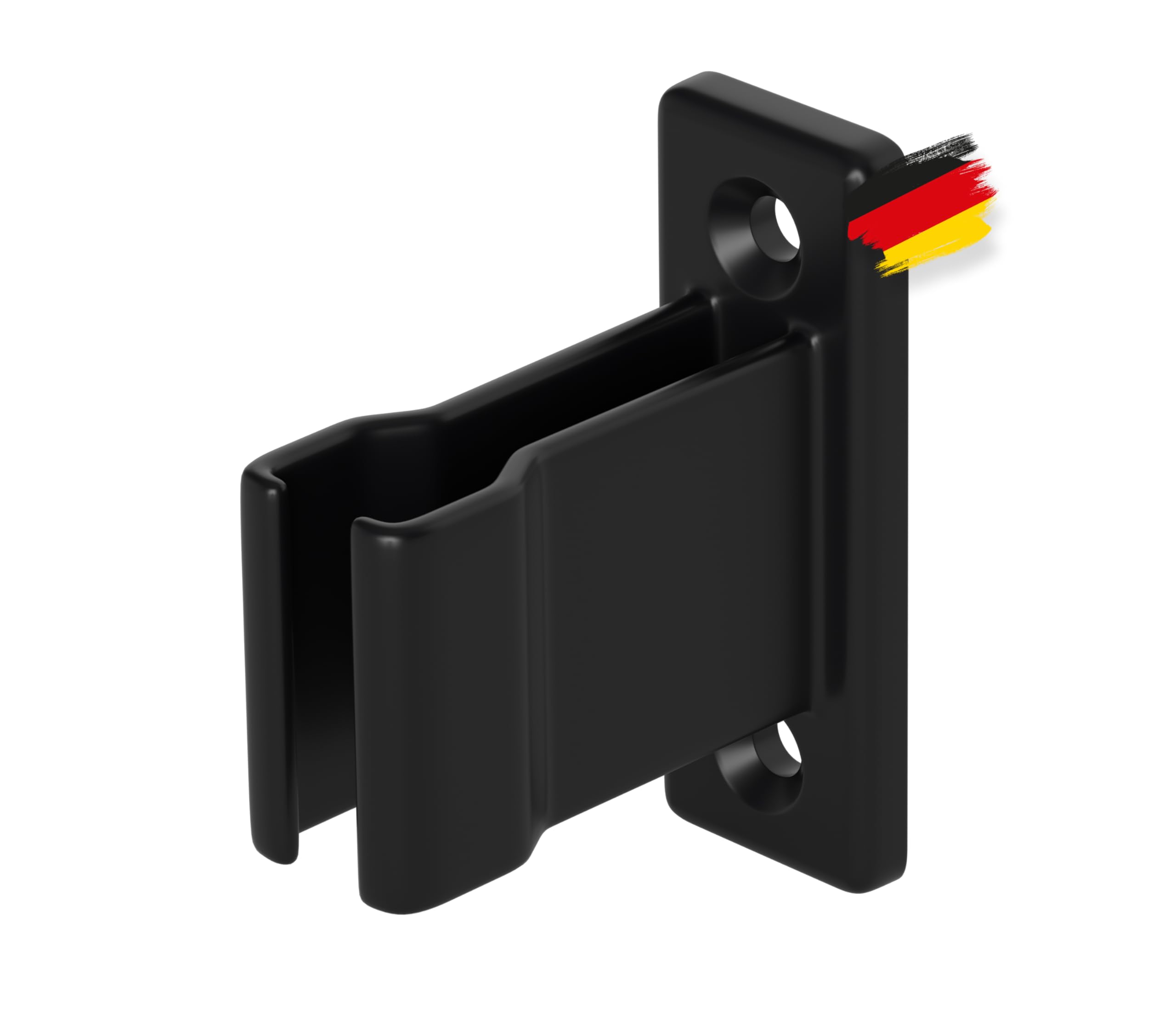 Bauheld Black 3 X Crank Holder For Crank Rod Or Awning Crank [Made In Germany] - Wall Bracket For 12 To 17 Mm Diameter - Crank Holder With Elastic Handle - Height 25 Mm - Ral9005