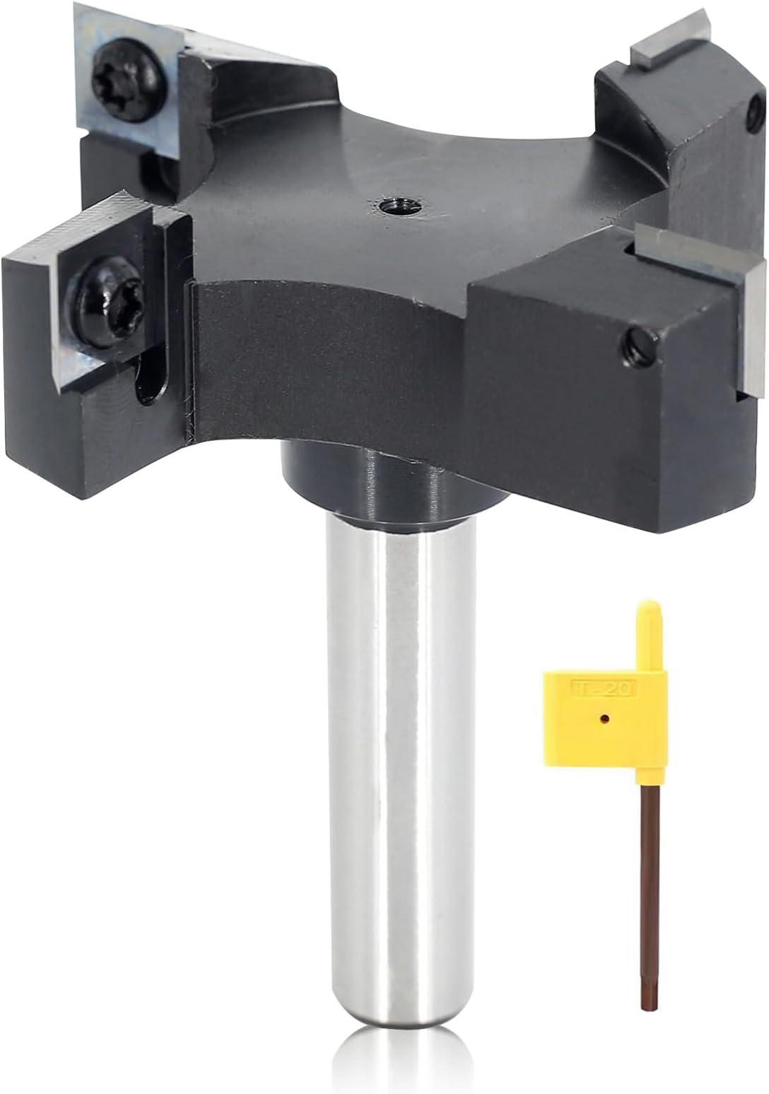 CNC Spoilboard Surfacing Router Bits 1/2 Shank - 4 Flute 3" Cut Dia, Insert Carbide Slab Flattening Router Bit, Planing Bit for Flycutter/ Slab Leveler/ Rabbeting by Sinoprotools