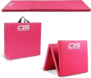 Gymnastic Tumble Exercise Mat – Non Slip PU Leather Surface - High Density Polyether Rebound inner Material – 6FT Long Tri Folding Crash With Carry Handles perfect for yoga Pilates (Pink)