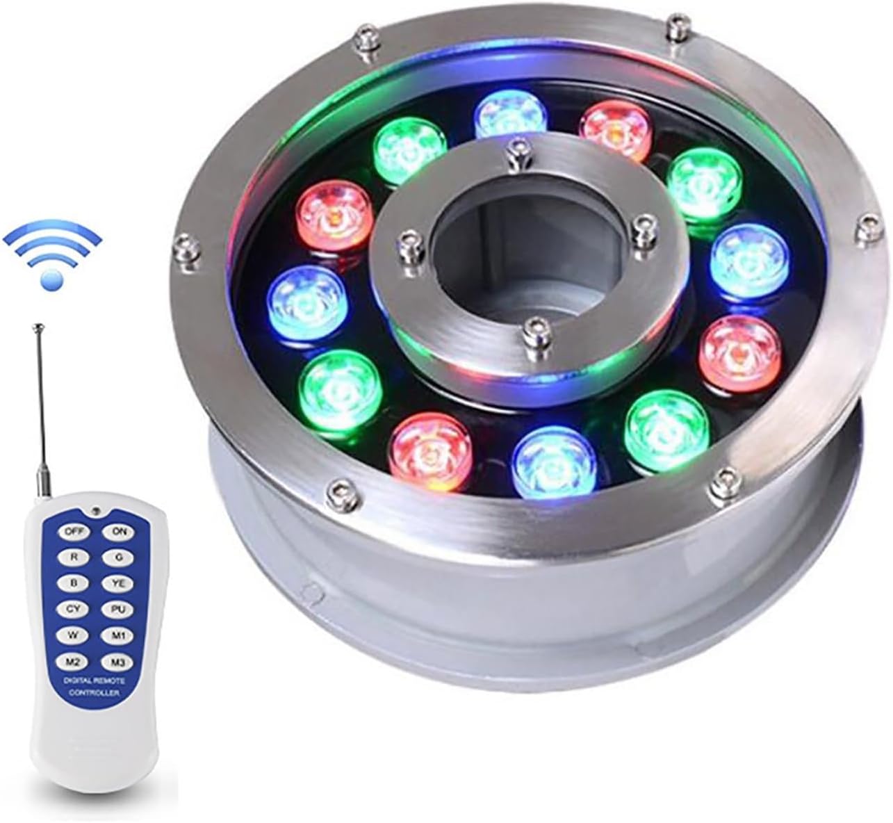 LED Ring Fountain Underwater Light, Submersible Pond Light, Underwater Lights, IP68 Waterproof Middle Hole Landscape Lights, 12V Underwater Pond Spotlight, Pool Lights(RGB,18W)