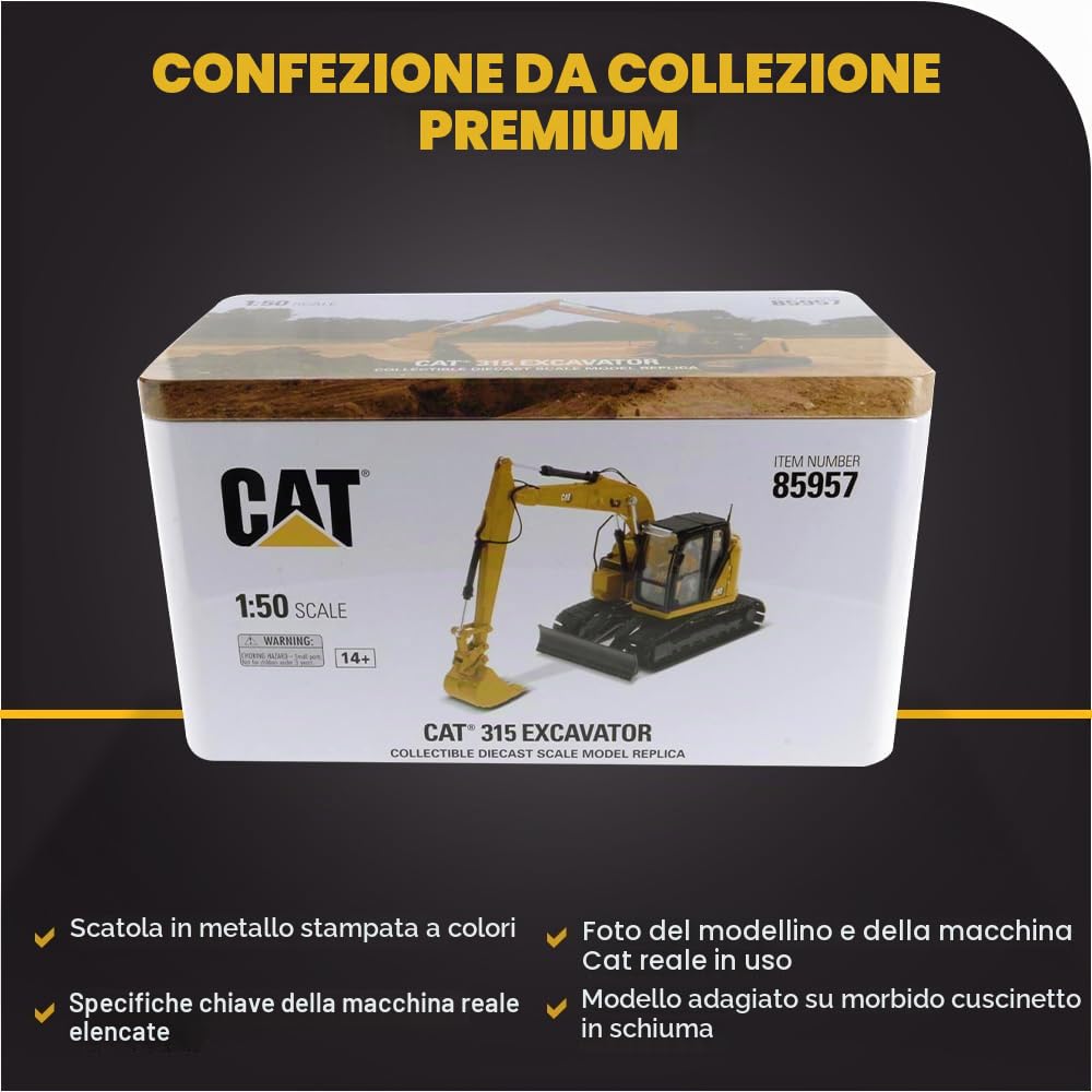 Caterpillar Diecast Masters 85957 - Escavatore cingolato Next Gen” Cat 315, Scala 1:50, Circa 6,0 x 5,1 x 15,0 cm, da 14 Anni