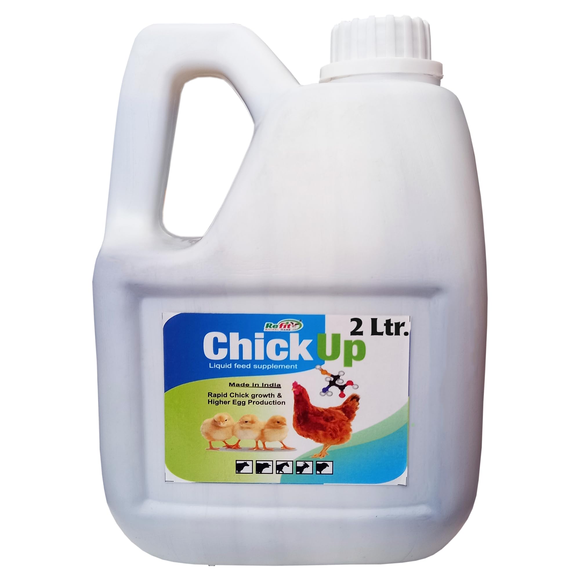 REFIT ANIMAL CARE Chicken Feed | Chicks Feed | Chick Food Fast Growth Supplement | Pre Starter & Multivitamin for Chicks | Growth Booster & Promoter | Chicken Supplement for Poultry, 2 LTR, Chick Up