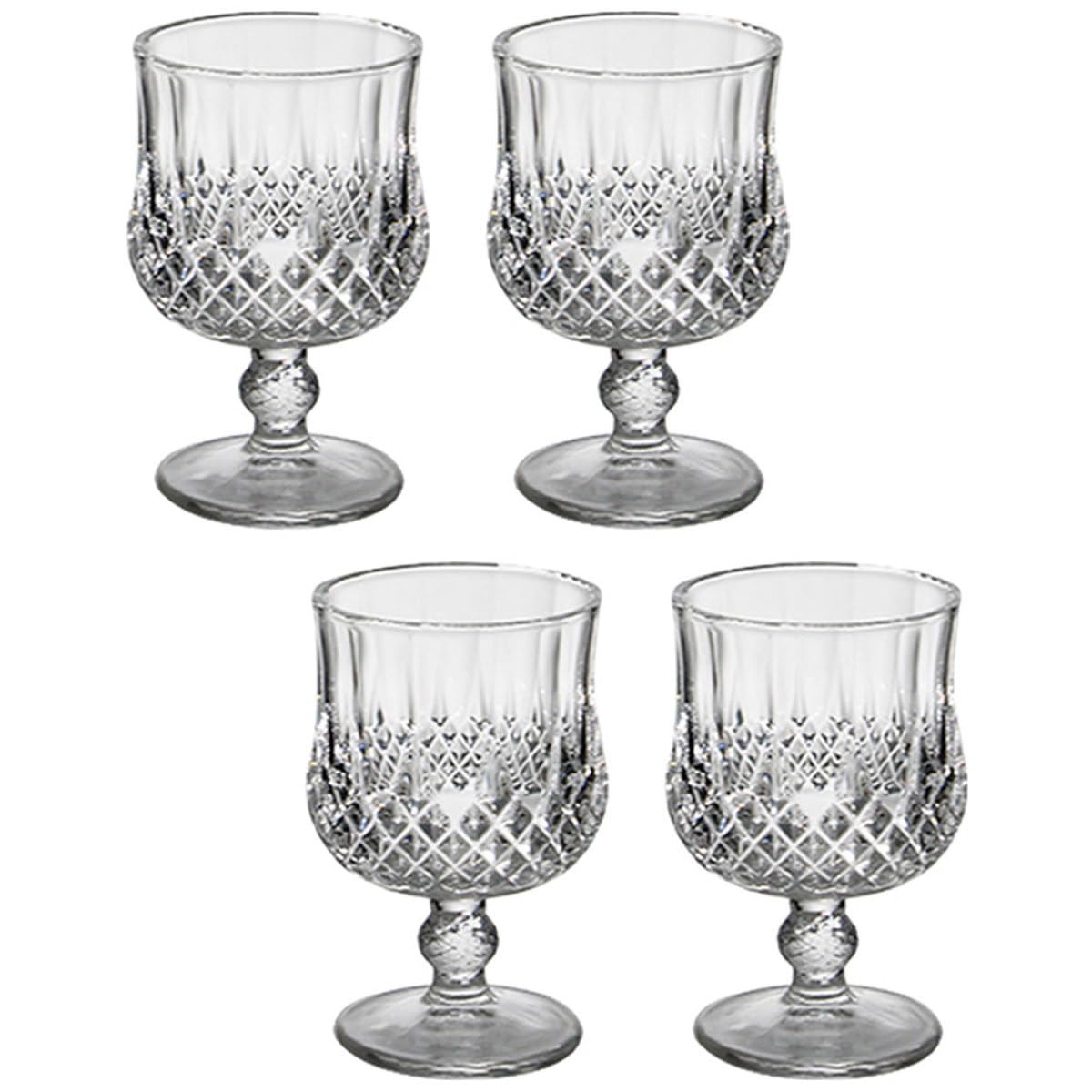 FOMIYES 4 Stück Weißweingläser aus Glas Mattiert mit Schliff Party Kelche für Wein und Cocktails Vielseitige Trinkgläser für Küche und Bar