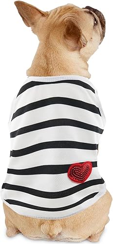 Vista 31 de Paquete de 2 camisetas a rayas de bulldog francés para perros medianos, camisetas para Boston Terrier, Pitbull Bichon, Primavera y verano, ropa