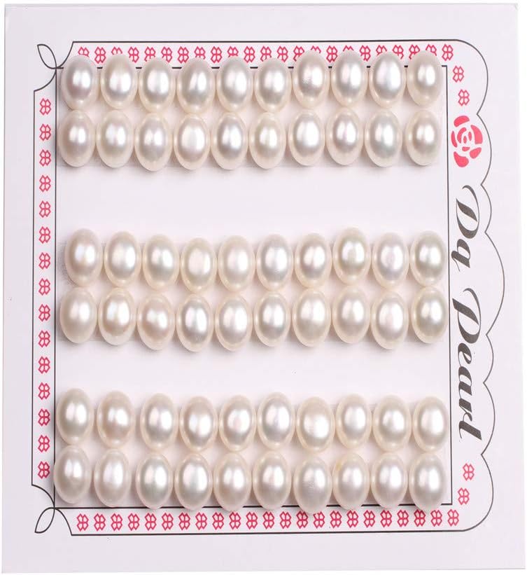 4/5 8mm - 9mm 30 Pairs AAA Grade Light Pink Half Drilled Freshwater Cultured Pearls Beads for Earrings Stud Jewelry Making (Pink)