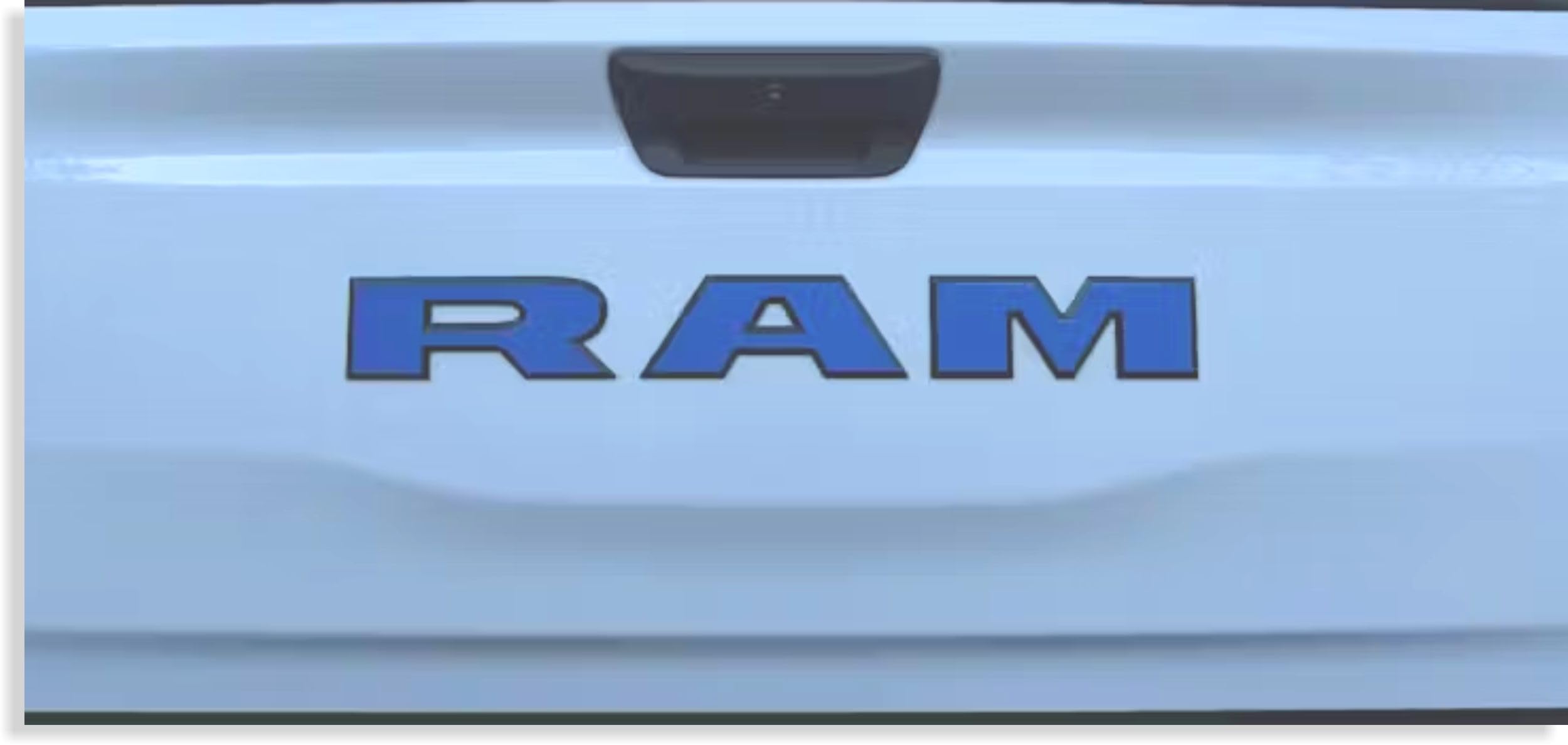 RAM Tailgate Emblem Overlay Decal Stickers 2025 Ram 1500 (Color: Reflective Medium Blue)